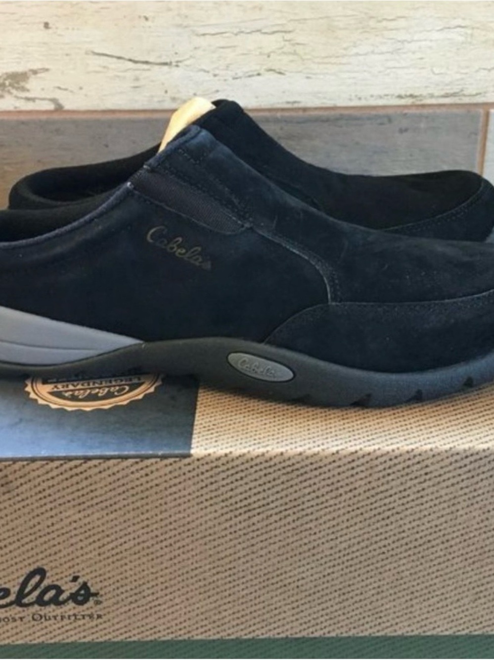 Cabela's 84-1123 Women's Black Suede Comfort Slip-On Mules | Size 7.5M